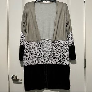 Animal Print Cardigan, Black/Multi